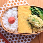 三つ葉入りの卵焼きと宮内菜の炒めもの