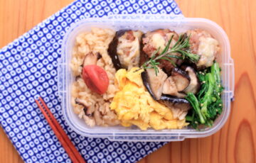 茄子のファルシと春菊の中華風ごま和えのお弁当