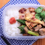 鶏肉の塩麹焼きと筍のバター醤油焼きのお弁当